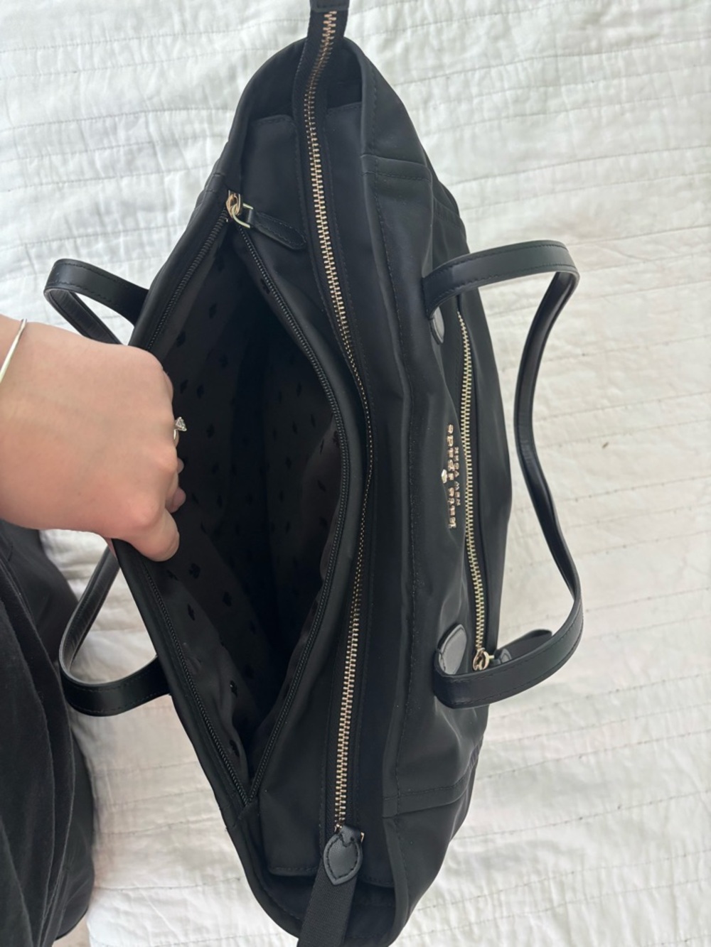Kate Spade Chelsea Black Nylon Tote Bag with Multiple Pockets - Picture 10 of 14